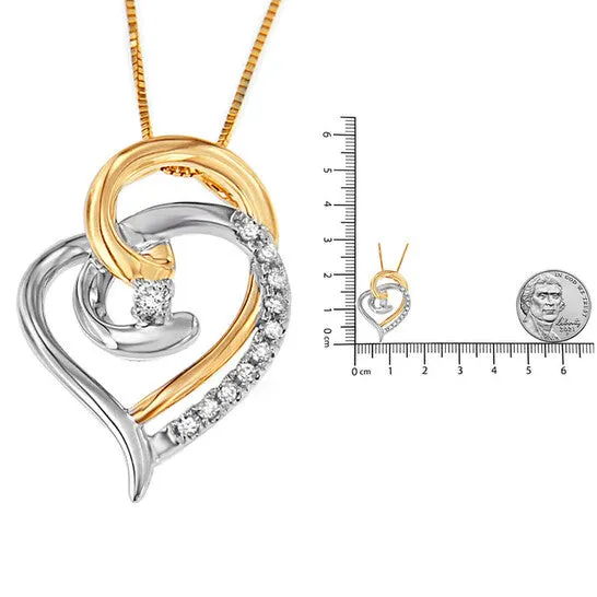 Original Haus of Brilliance 10K Yellow and White Gold Diamond Accent Open Double Heart Spiral Curl 18 Pendant Necklace JK Color I2I3 Clarity JMS always Necklaces Original Haus of Brilliance 10K Yellow and White Gold Diamond Accent Open Double Heart Spiral Curl 18 Pendant Necklace JK Color I2I3 Clarity JMS always Necklaces