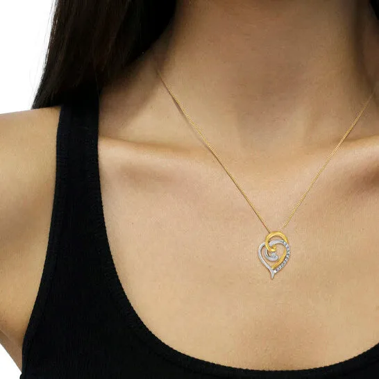 Original Haus of Brilliance 10K Yellow and White Gold Diamond Accent Open Double Heart Spiral Curl 18 Pendant Necklace JK Color I2I3 Clarity JMS always Necklaces Original Haus of Brilliance 10K Yellow and White Gold Diamond Accent Open Double Heart Spiral Curl 18 Pendant Necklace JK Color I2I3 Clarity JMS always Necklaces