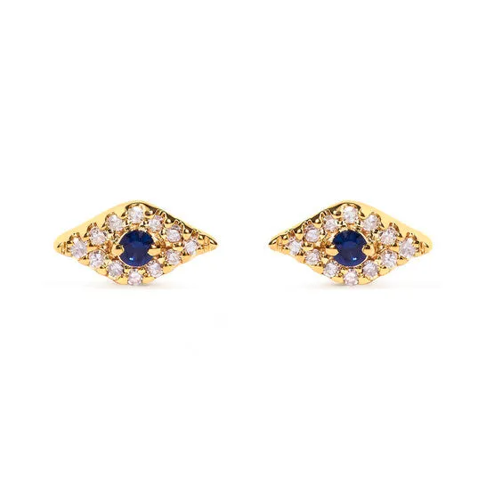 Original Haus of Brilliance 10K Yellow Gold Blue Sapphire and Diamond Accent Evil Eye Stud Earring HI Color I1I2 Clarity JMS always Earrings Original Haus of Brilliance 10K Yellow Gold Blue Sapphire and Diamond Accent Evil Eye Stud Earring HI Color I1I2 Clarity JMS always Earrings