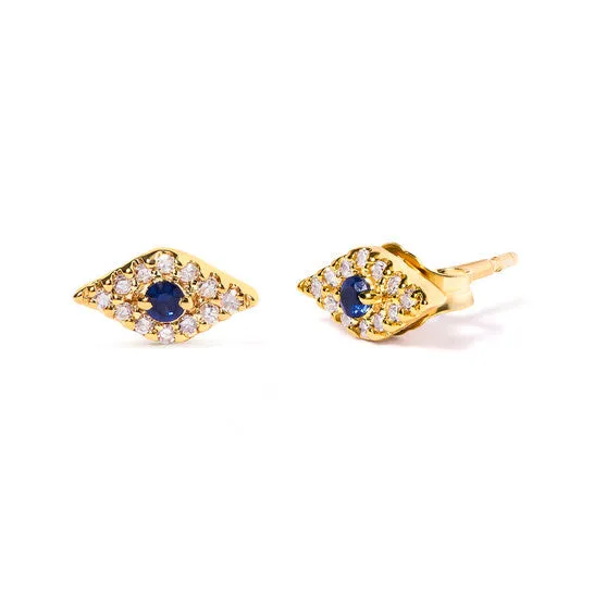 Original Haus of Brilliance 10K Yellow Gold Blue Sapphire and Diamond Accent Evil Eye Stud Earring HI Color I1I2 Clarity JMS always Earrings Original Haus of Brilliance 10K Yellow Gold Blue Sapphire and Diamond Accent Evil Eye Stud Earring HI Color I1I2 Clarity JMS always Earrings