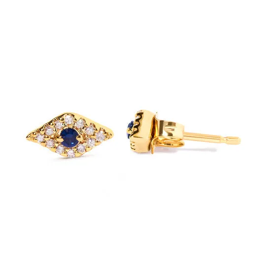 Original Haus of Brilliance 10K Yellow Gold Blue Sapphire and Diamond Accent Evil Eye Stud Earring HI Color I1I2 Clarity JMS always Earrings Original Haus of Brilliance 10K Yellow Gold Blue Sapphire and Diamond Accent Evil Eye Stud Earring HI Color I1I2 Clarity JMS always Earrings