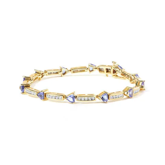 Original Haus of Brilliance 14K Yellow 5MM Trillion Cut Blue Tanzanite and 1 110 Cttw Diamond Tennis 7 Inches Bracelet HI Color I1I2 Clarity JMS always Bracelets Original Haus of Brilliance 14K Yellow 5MM Trillion Cut Blue Tanzanite and 1 110 Cttw Diamond Tennis 7 Inches Bracelet HI Color I1I2 Clarity JMS always Bracelets