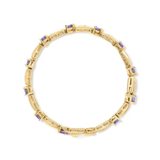 Original Haus of Brilliance 14K Yellow 5MM Trillion Cut Blue Tanzanite and 1 110 Cttw Diamond Tennis 7 Inches Bracelet HI Color I1I2 Clarity JMS always Bracelets