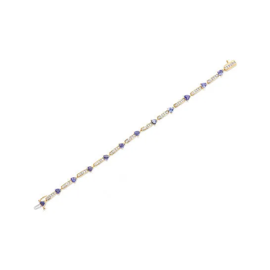 Original Haus of Brilliance 14K Yellow 5MM Trillion Cut Blue Tanzanite and 1 110 Cttw Diamond Tennis 7 Inches Bracelet HI Color I1I2 Clarity JMS always Bracelets