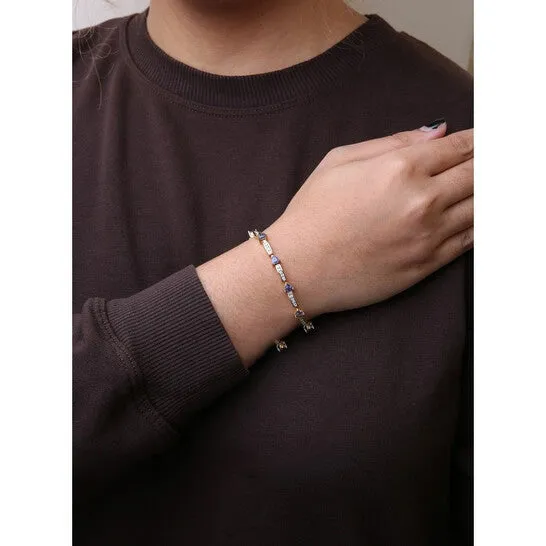 Original Haus of Brilliance 14K Yellow 5MM Trillion Cut Blue Tanzanite and 1 110 Cttw Diamond Tennis 7 Inches Bracelet HI Color I1I2 Clarity JMS always Bracelets
