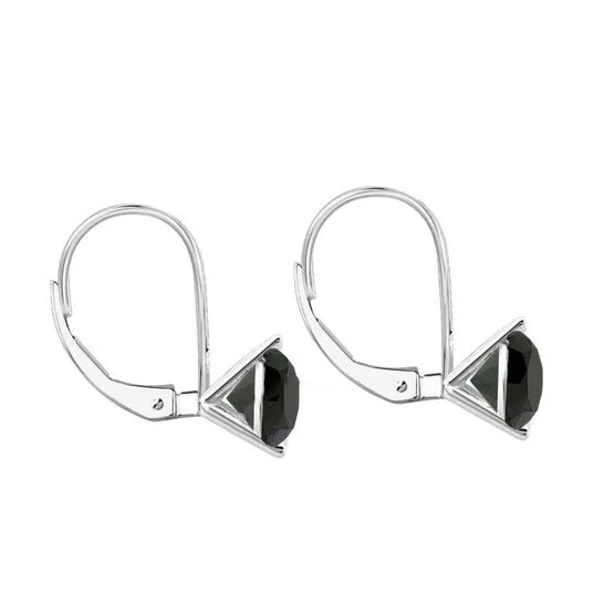 Original Maulijewels 025 Carat Black Diamond Two Stone Three Prongs Set Martini Leverback Earrings For Women Girls In 14K White Solid Gold JMS always Earrings Original Maulijewels 025 Carat Black Diamond Two Stone Three Prongs Set Martini Leverback Earrings For Women Girls In 14K White Solid Gold JMS always Earrings