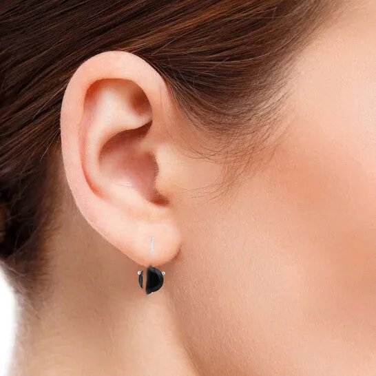 Original Maulijewels 025 Carat Black Diamond Two Stone Three Prongs Set Martini Leverback Earrings For Women Girls In 14K White Solid Gold JMS always Earrings Original Maulijewels 025 Carat Black Diamond Two Stone Three Prongs Set Martini Leverback Earrings For Women Girls In 14K White Solid Gold JMS always Earrings