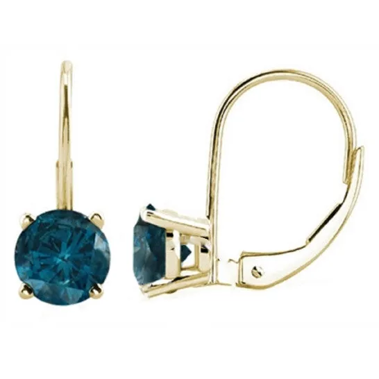 Original Maulijewels 040 Carat Blue I1I2 Lever Back Dangle style Earrings For Women With Natural Blue Diamonds in 14k Yellow Gold JMS always Earrings Original Maulijewels 040 Carat Blue I1I2 Lever Back Dangle style Earrings For Women With Natural Blue Diamonds in 14k Yellow Gold JMS always Earrings