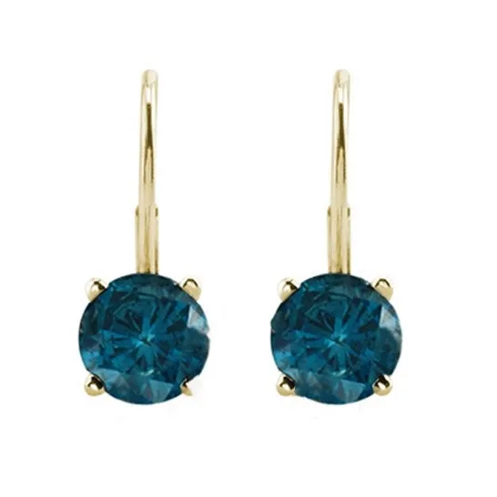 Original Maulijewels 040 Carat Blue I1I2 Lever Back Dangle style Earrings For Women With Natural Blue Diamonds in 14k Yellow Gold JMS always Earrings Original Maulijewels 040 Carat Blue I1I2 Lever Back Dangle style Earrings For Women With Natural Blue Diamonds in 14k Yellow Gold JMS always Earrings