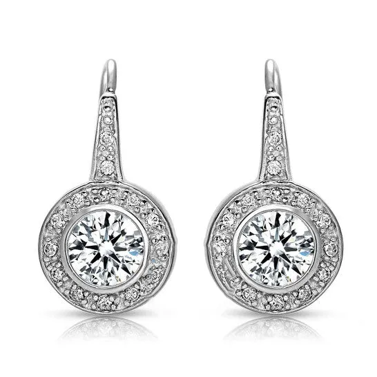 Original Megan Walford 925 Sterling Silver Cubic Zirconia Round Drop Earrings JMS always Earrings Original Megan Walford 925 Sterling Silver Cubic Zirconia Round Drop Earrings JMS always Earrings