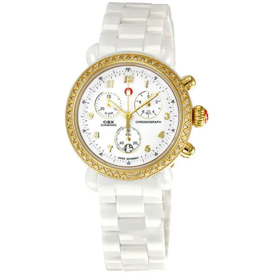 Original Michele CSX White Ceramic Diamond Ladies Watch MWW03N000002 JMS always Watches