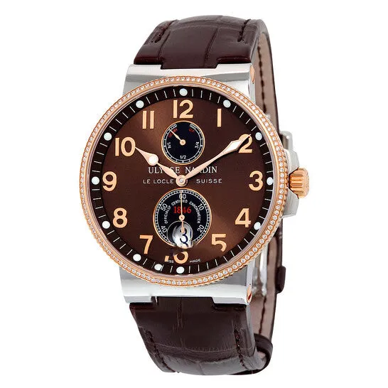 Original Ulysse Nardin Maxi Marine Automatic Brown Dial Diamond Stainless Steel and 18kt Rose Gold Mens Watch 26566BROWN JMS always Earrings Original Ulysse Nardin Maxi Marine Automatic Brown Dial Diamond Stainless Steel and 18kt Rose Gold Mens Watch 26566BROWN JMS always Earrings