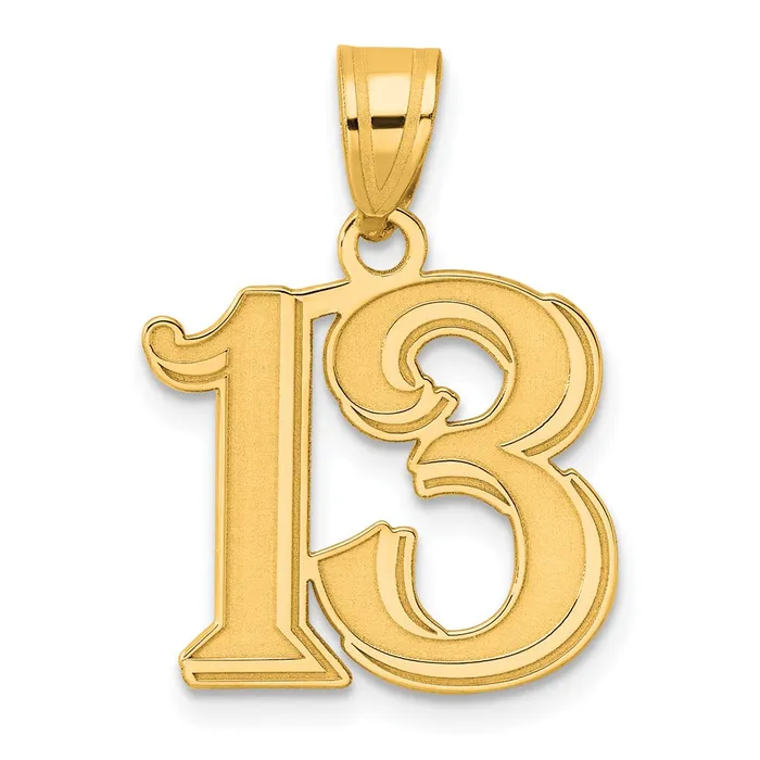 PreStyled Sets 14k Yellow Gold Polished Etched Number 13 Pendant Goldia
