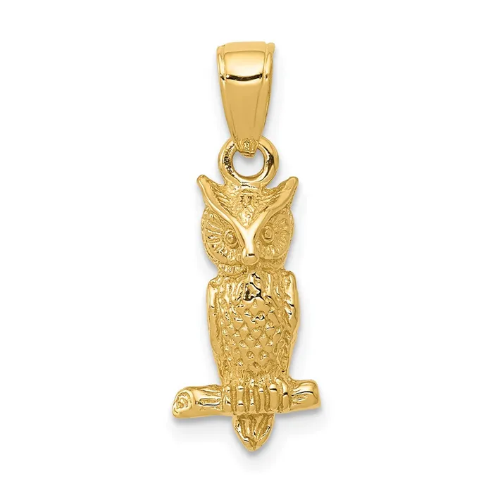PreStyled Sets Goldia 14k Yellow Gold 3D Owl Pendant