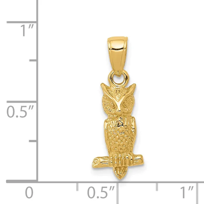 PreStyled Sets Goldia 14k Yellow Gold 3D Owl Pendant