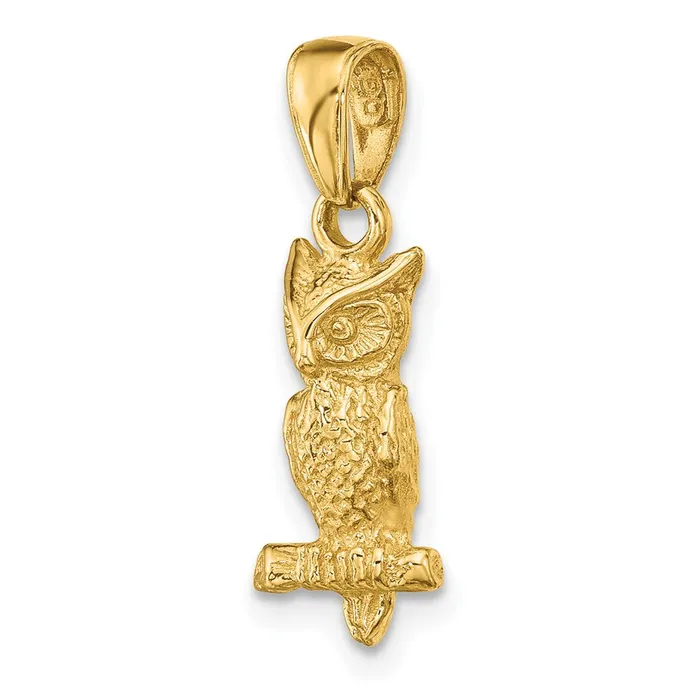 PreStyled Sets Goldia 14k Yellow Gold 3D Owl Pendant