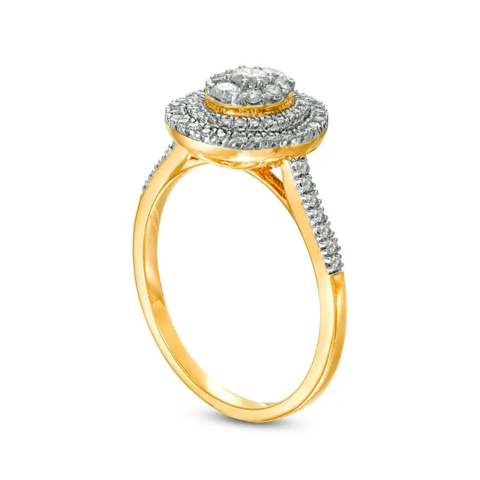 Rings 050 CT TW Composite Oval Natural Diamond Double Frame Ring in Solid 10K Yellow Gold Goldia Rings 050 CT TW Composite Oval Natural Diamond Double Frame Ring in Solid 10K Yellow Gold Goldia