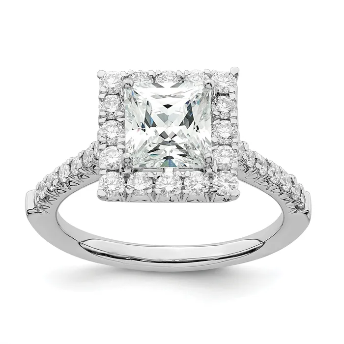 Rings 150ct CZ Solid Real 14K White Gold Square Halo Engagement Ring Goldia