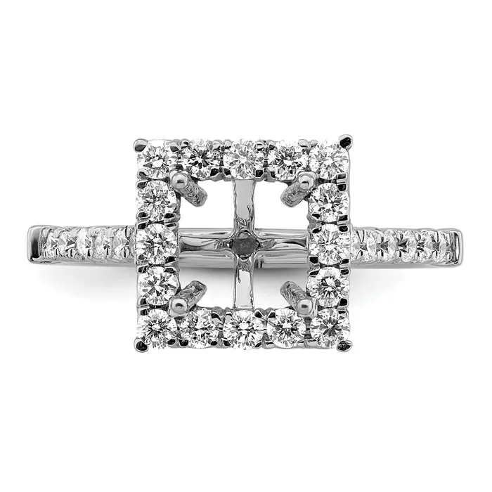 Rings 150ct CZ Solid Real 14K White Gold Square Halo Engagement Ring Goldia