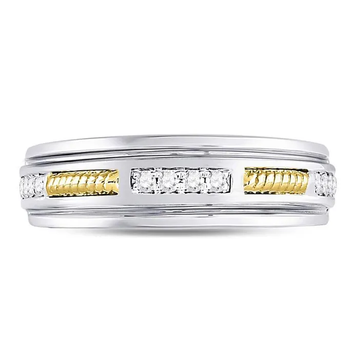 Rings 10k Twotone Gold Round Diamond Wedding Band Ring 15 Cttw gndatlanta