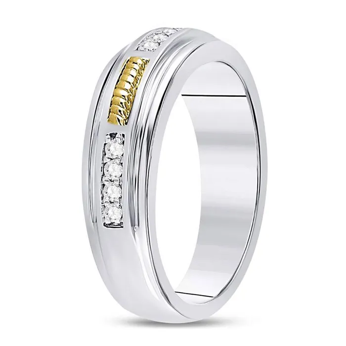 Rings 10k Twotone Gold Round Diamond Wedding Band Ring 15 Cttw gndatlanta