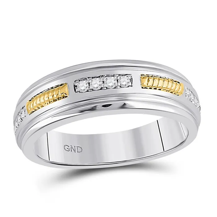Rings 10k Twotone Gold Round Diamond Wedding Band Ring 15 Cttw gndatlanta
