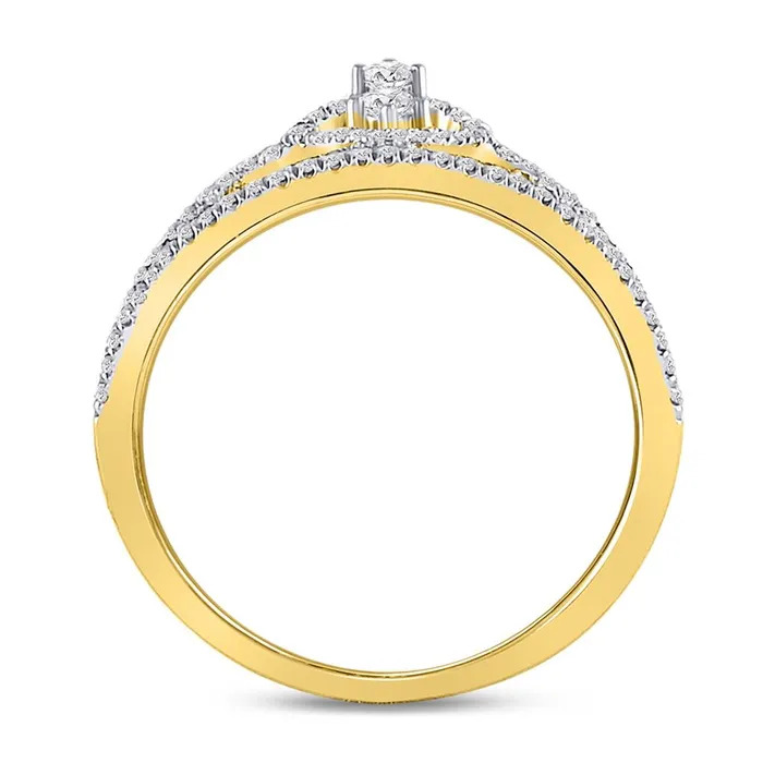 Rings 10k Yellow Gold Round Diamond Heart Crown Fashion Ring 14 Cttw gndatlanta