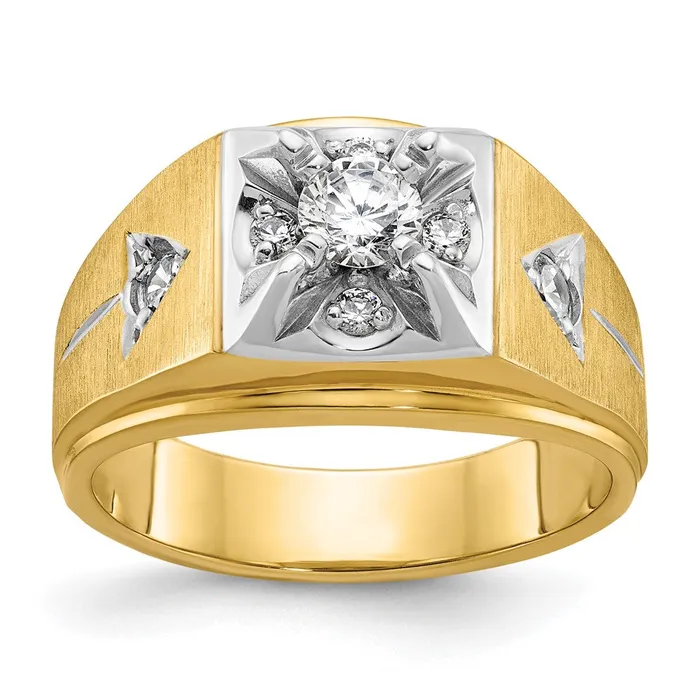 Rings 14k Twotone Gold Mens Polished and Satin Diamond Ring Mounting Goldia