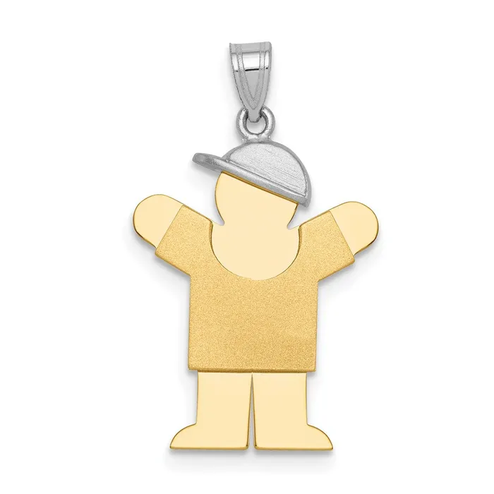 Rings 14k Twotone Gold Twotone Gold Small Boy w Hat on Right Engravable Charm Goldia