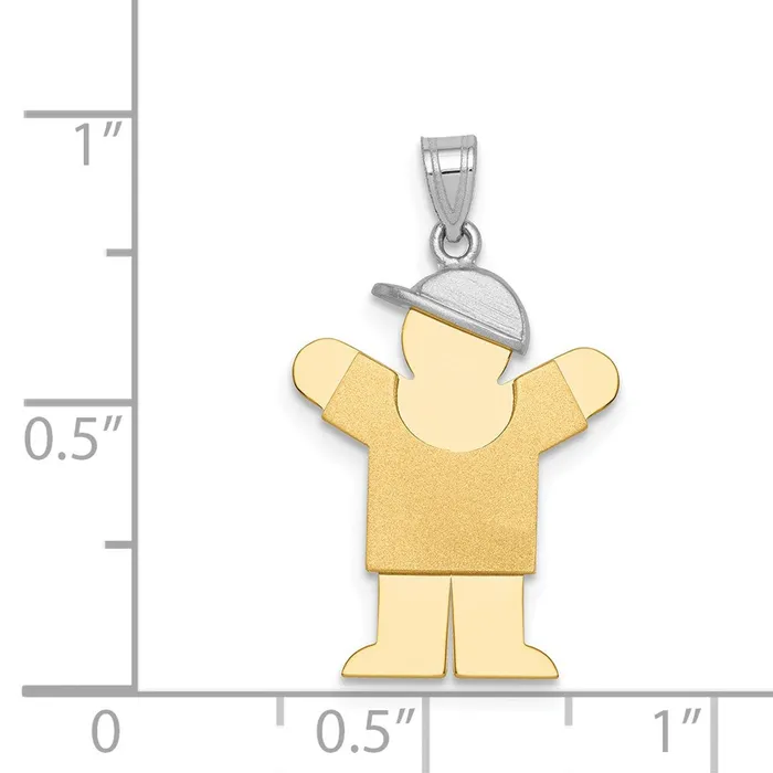Rings 14k Twotone Gold Twotone Gold Small Boy w Hat on Right Engravable Charm Goldia