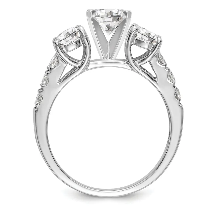 Rings 14K White Gold 3 Stone Diamond Peg Set CZ Engagement Ring Goldiacom