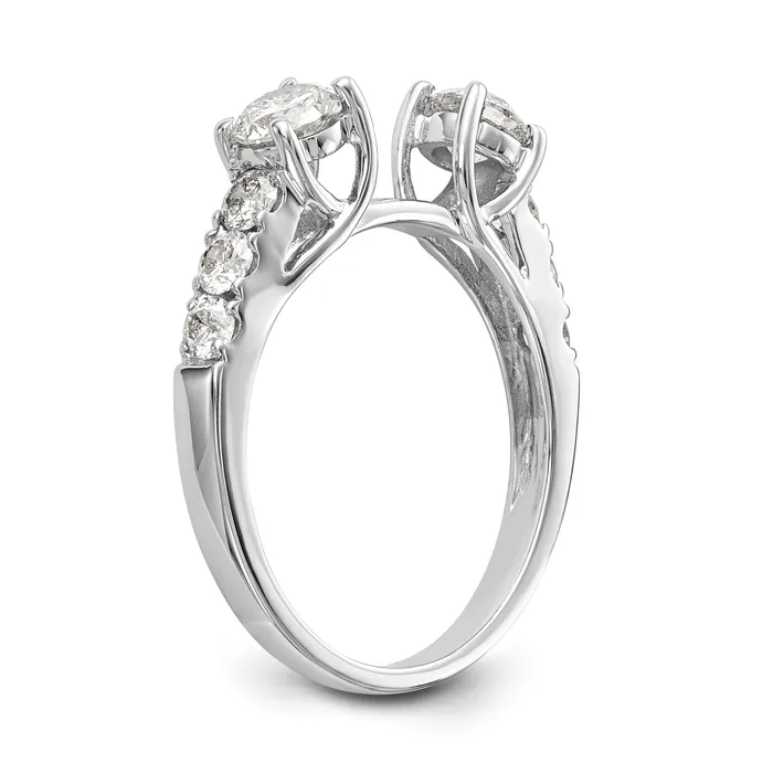 Rings 14K White Gold 3 Stone Diamond Peg Set CZ Engagement Ring Goldiacom