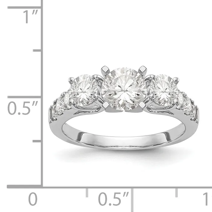 Rings 14K White Gold 3 Stone Diamond Peg Set CZ Engagement Ring Goldiacom