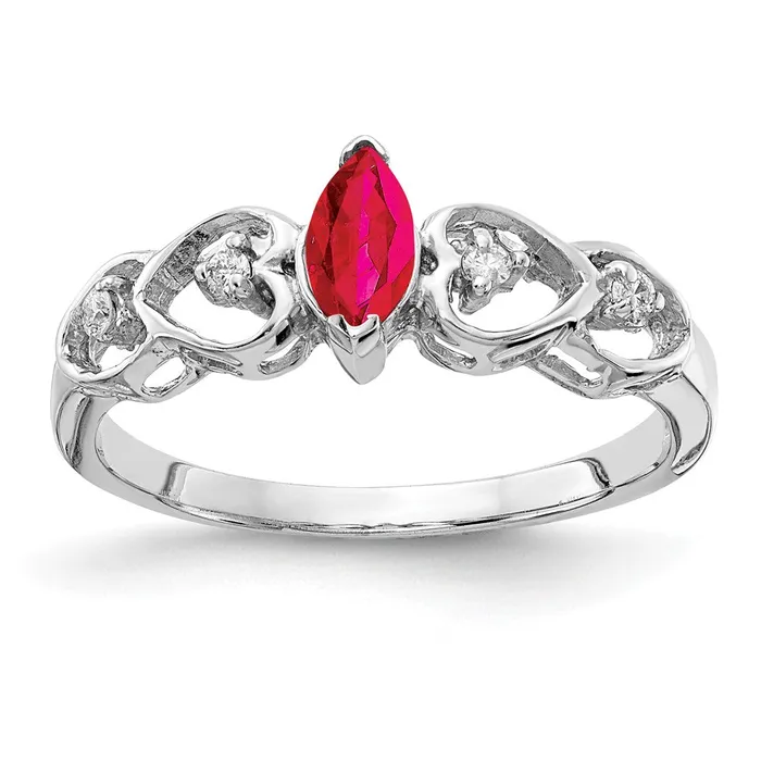Rings 14k White Gold 6x3mm Marquise Ruby VS Real Diamond ring Goldiacom