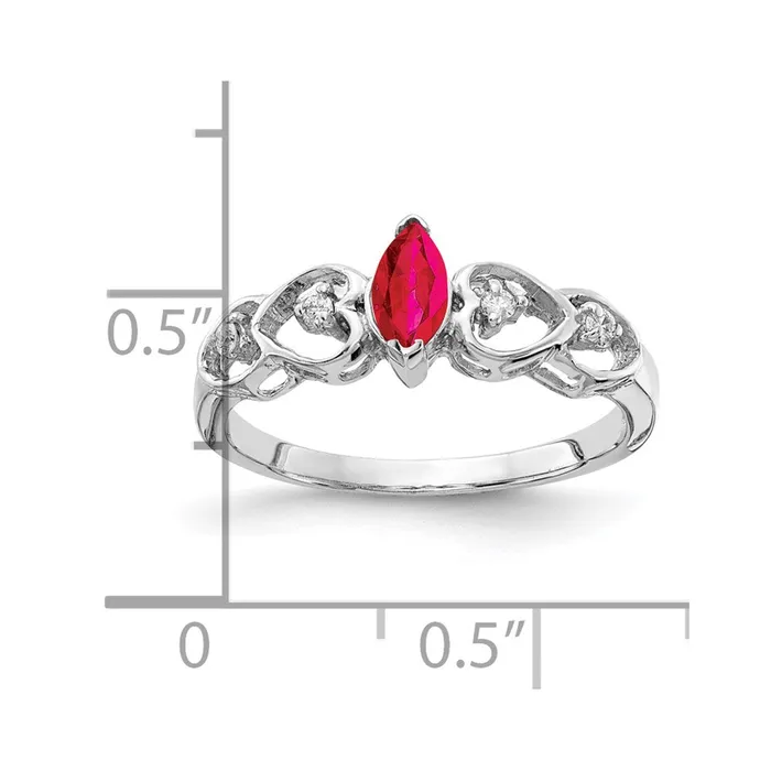 Rings 14k White Gold 6x3mm Marquise Ruby VS Real Diamond ring Goldiacom