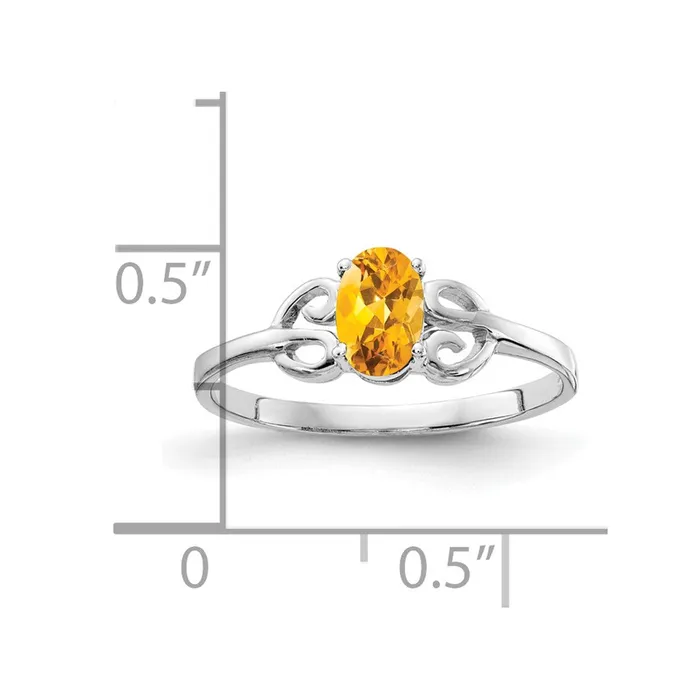 Rings 14k White Gold 6x4mm Oval Citrine ring Goldia