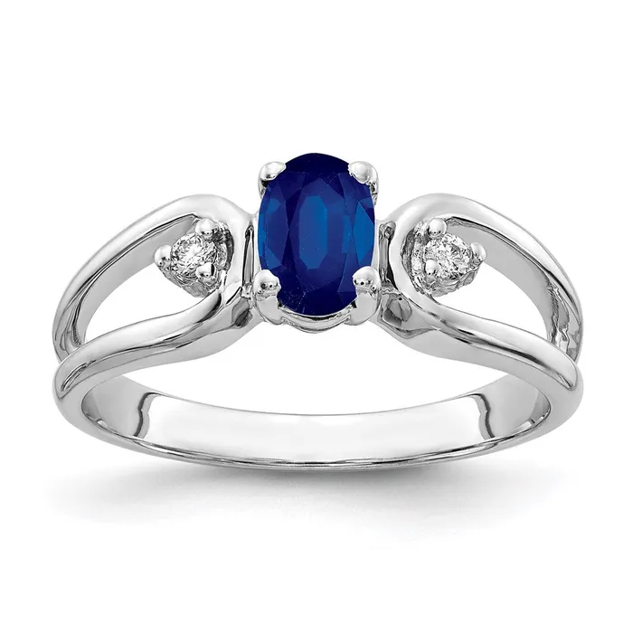 Rings 14k White Gold 6x4mm Oval Sapphire A Real Diamond ring Goldia