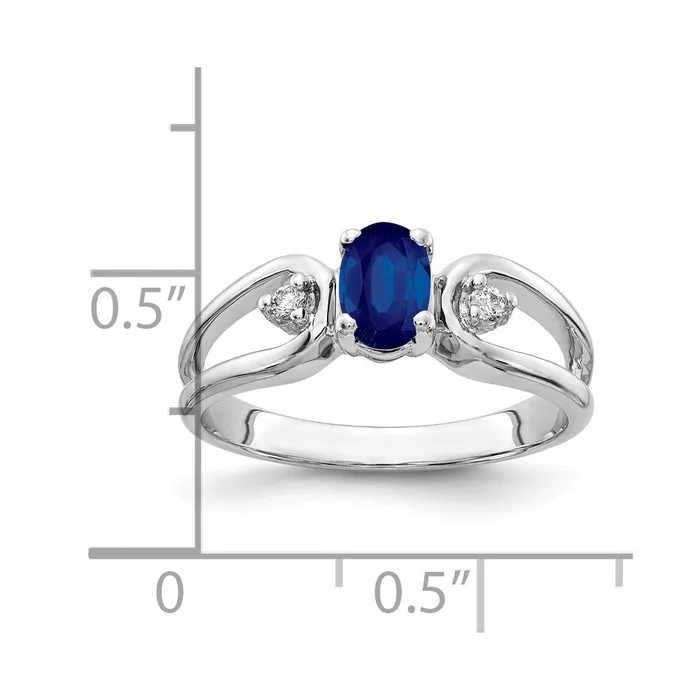 Rings 14k White Gold 6x4mm Oval Sapphire A Real Diamond ring Goldia