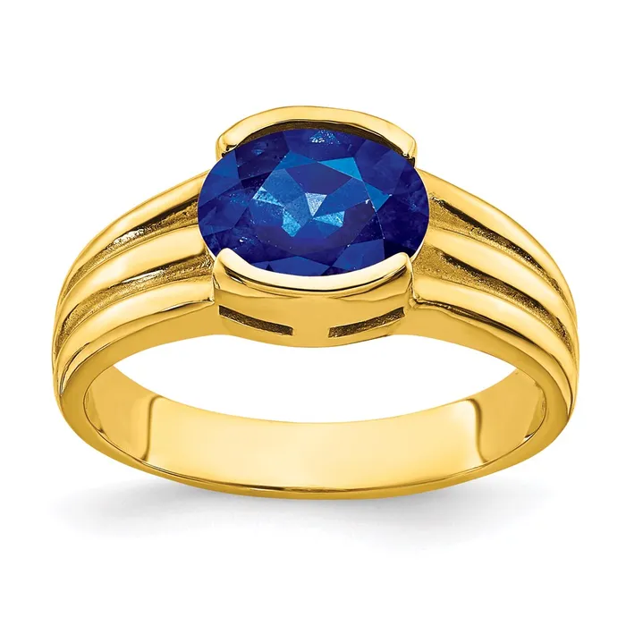 Rings 14K Yellow Gold 8x6mm Oval Sapphire ring Goldia