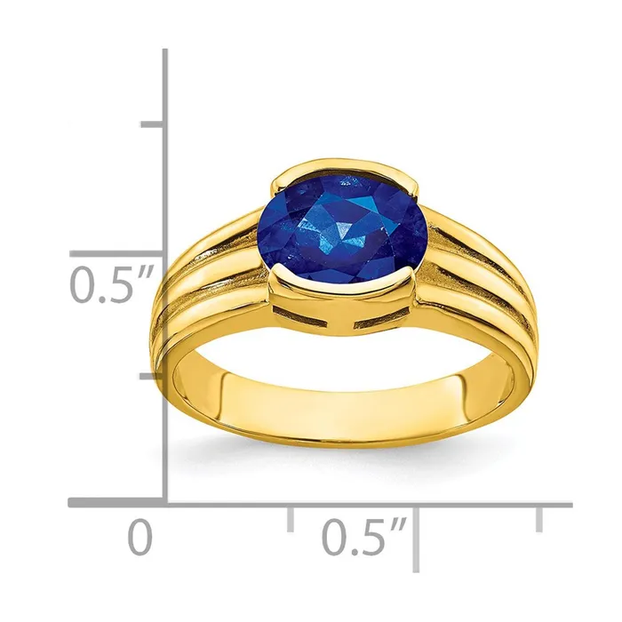 Rings 14K Yellow Gold 8x6mm Oval Sapphire ring Goldia