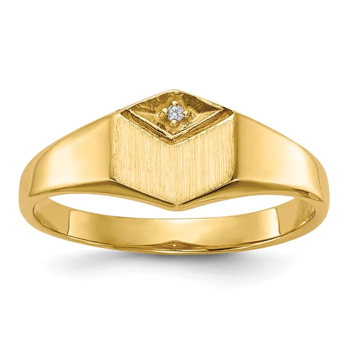 Rings 14K Yellow Gold AAA Real Diamond signet ring Goldiacom