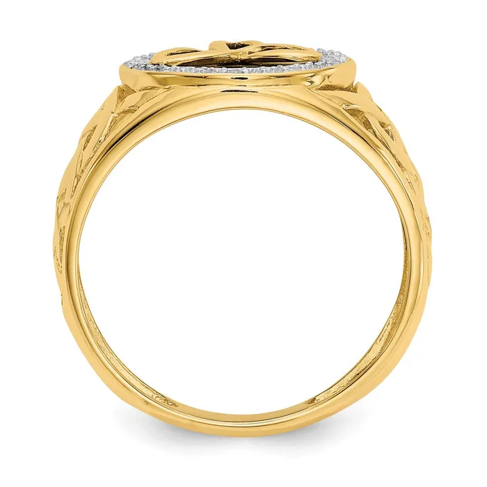 Rings 14K Yellow Gold and Rhodium Onyx Real Diamond Trinity Ring Goldia