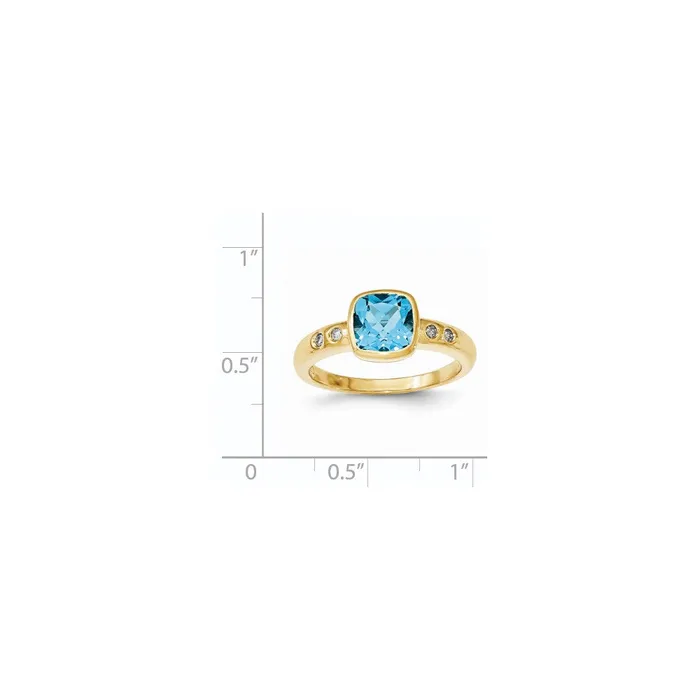 Rings 14K Yellow Gold Lt Swiss Blue TopazDiamond Bezelset Ring Goldia