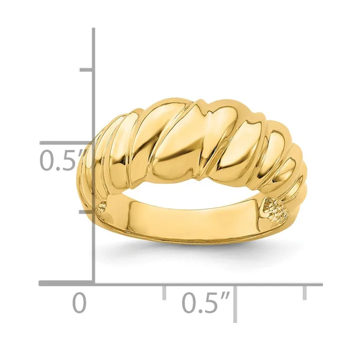 Rings 14K Yellow Gold Polished Triangle Scallop Dome Ring Goldia