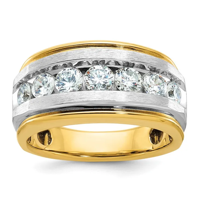 Rings 14k Yellow u0026 Rhodium Gold with White Rhodium Mens Satin Finish 15 carat Diamond Complete Ring Goldia
