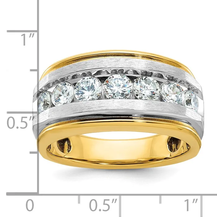 Rings 14k Yellow u0026 Rhodium Gold with White Rhodium Mens Satin Finish 15 carat Diamond Complete Ring Goldia