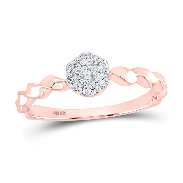 Rings gndatlanta 10k Rose Gold Round Diamond Flower Cluster Stackable Band Ring 14 Cttw