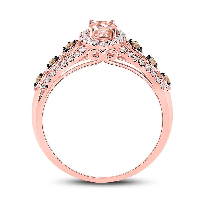 Rings gndatlanta 14k Rose Gold Oval Morganite Brown Diamond Solitaire Ring 1 Cttw