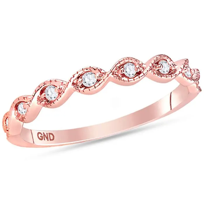 Rings gndatlanta 14k Rose Gold Round Diamond Twist Stackable Band Ring 110 Cttw