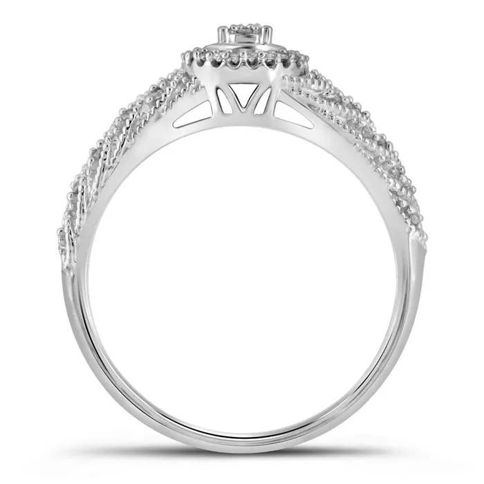 Rings gndatlanta 14k White Gold Round Diamond Cluster Bridal Wedding Ring Set 14 Cttw